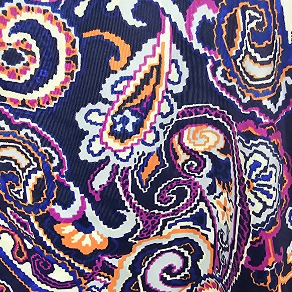 Lands' End Tie Front Underwire Tankini Top Deep Sea Navy Retro Paisley Size 6D - Picture 4 of 9